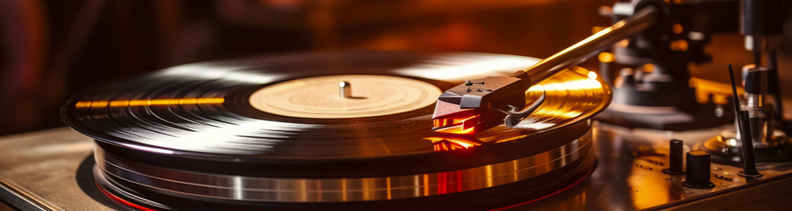 Mobile - Bar à vinyles pour animation musicale événementielle, avec une sélection de disques vinyles à choisir par les invités.